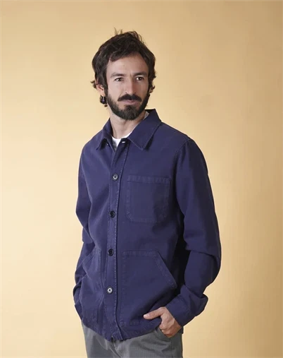 Elsk - Twill Men's Overshirt - Dark Navy 